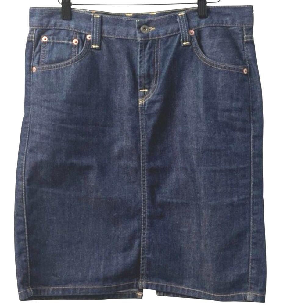 Lucky Brand Vintage Indigo Denim hazel Skirt 6 28 American made pencil